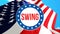 Swing election on a USA background, 3D rendering. United States of America flag waving in the wind. Voting, Freedom Democracy,