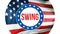 Swing election on a USA background, 3D rendering. United States of America flag waving in the wind. Voting, Freedom Democracy,