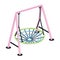 Swing with suspended round net seat isolated on white background. Outdoor playground device or tool for kid`s play