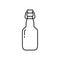 Swing Top Easy Cap Beer Bottle. Linear icon of clear beverage glass bottle with wire stopper. Black simple illustration of vintage