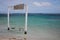 Swing in the water in the Mahahual Caribbean Sea, Quintana Roo, Mexico