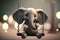 Swinging Elephant: A Cute Little Elephant on a Wooden Swing