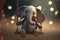 Swinging Elephant: A Cute Little Elephant on a Wooden Swing