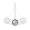 Swinging hypnosis pendulum realistic vector illustration, psychotherapy concept, a silver necklace with chain hypnotic spiral
