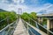 Swinging pedestrian bridge over the James River in Buchanan, Virginia