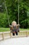 Swinging preschooler having fun