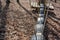 Swinging road of old tires the detail of rope climbing path frame for children and adults in climbing the rope park at the sunny