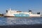 Swinoujscie, West Pomeranian - Poland - June 11, 2023: Baltivia ferry leaving port of Swinoujscie. Transport passengers and cars