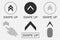 Swipe up buttons set. Application and social network icons. Vector.