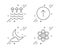 Swipe up, Night weather and Evaporation icons set. Chemistry atom sign. Scroll screen, Sleep, Global warming. Vector