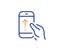 Swipe up phone line icon. Scrolling arrow sign. Landing page scroll. Vector