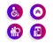 Swipe up, Search people and Disability icons set. Contactless payment sign. Vector