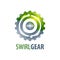 Swirl arrow gear logo concept design. Symbol graphic template element