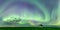 Swirl of Aurora Borealis Northern Lights over the historical North Saskatchewan Landing school