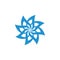 Swirl curves blue flower symbol logo vector
