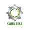 Swirl gear logo concept design three dimensional style. Symbol graphic template element