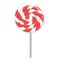 Swirl lollipop candy. Red and white lolly sweets.