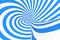 Swirl optical 3D illusion raster illustration. Contrast blue and white spiral stripes. Geometric winter torus image with lines.