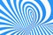 Swirl optical 3D illusion raster illustration. Contrast blue and white spiral stripes. Geometric winter torus image with lines.