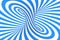 Swirl optical 3D illusion raster illustration. Contrast blue and white spiral stripes. Geometric winter torus image with lines.