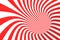 Swirl optical 3D illusion raster illustration. Contrast red and white spiral stripes. Geometric torus image with lines, loops.