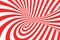 Swirl optical 3D illusion raster illustration. Contrast red and white spiral stripes. Geometric torus image with lines, loops