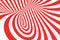 Swirl optical 3D illusion raster illustration. Contrast red and white spiral stripes. Geometric torus image with lines, loops.