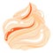 Swirled caramel whipped cream dollop. Creamy dessert topping vector illustration