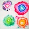 Swirled Pattern. Floral Spiral Dirty Paint. Colorful Swirled Pattern. Rainbow Artistic Circle. Tiedye Swirl. Magic Fashion Texture
