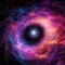 Swirling Black Hole in Colorful Nebula