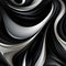 Swirling black and white abstract background with bold curves (tiled)
