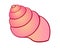 A swirling conical pink shell - vector full color picture. Sea life is a clam in a shell. Ocean inhabitants.