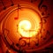 Swirling fire with music notes