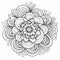 Swirling Flower Coloring Page: Detailed, Minimalist, Monochromatic Design