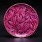 Swirling Leaves Porcelain Plate With Rose Color And Detailed Feather Rendering