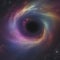 Swirling nebula and the black hole in the middle of a rainbow galaxy. AI-Generated.