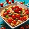 Swirling pasta twists with cherry tomatoes, dynamic food photography