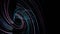 Swirling swirl of neon lines on black background. Animation. Swirl of fast-moving laser colored lines. Neon lines move