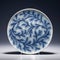 Swirling Vortexes: Blue And White Plate With Leaf Design