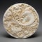 Swirling Vortexes: Detailed Wood Carving On A Square White Object