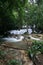 Swirling water on Rainforest Waterfall