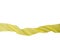 Swirling yellow fabric ribbon on white background 3d render.