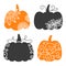 Swirly Decorative Pumpkin set. Thanksgiving Autumn Clip art