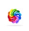 Swirly multi-colored flower icon