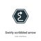 Swirly scribbled arrow vector icon on white background. Flat vector swirly scribbled arrow icon symbol sign from modern user