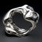 Swirly Silver Ring: Organic Form Sculpture With Chrome Reflections