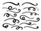 Swish doodle underline set. Hand drawn swoosh elements, calligraphy swirl or sport swoop text tails. Swash decorative