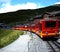 Swiss Alps train - famous yellow red Swiss Alpes