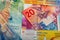 Swiss banknotes - a collection of old and new twenty franc notes