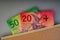 Swiss banknotes are fifty, ten, twenty francs and a notepad.